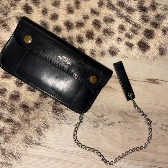 Vintage Black Genuine Leather Chain Wallet - Picture 5 of 7